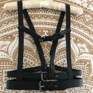 BCBG Black Faux Leather Harness, Size XS/S